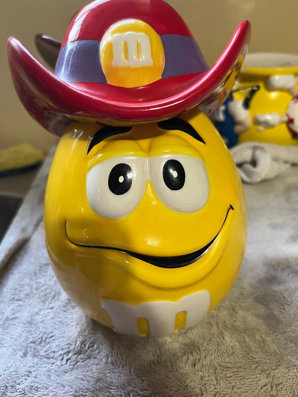 Galerie M&M's Yellow Character Cowboy Hat Ceramic Cookie Jar